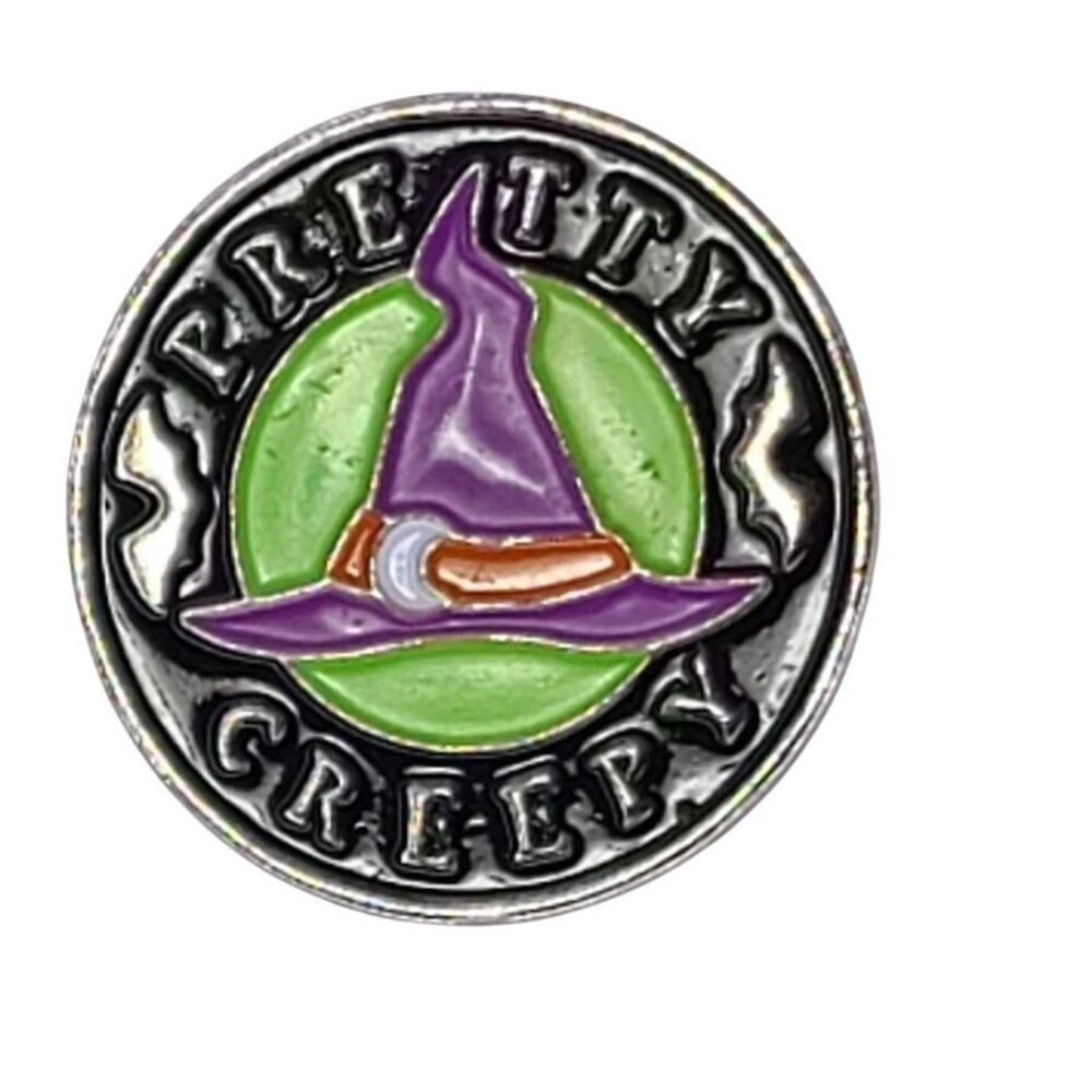 Halloween Lapel Pin Pretty Creepy Purple Witch Hat Bats Oriental Trading